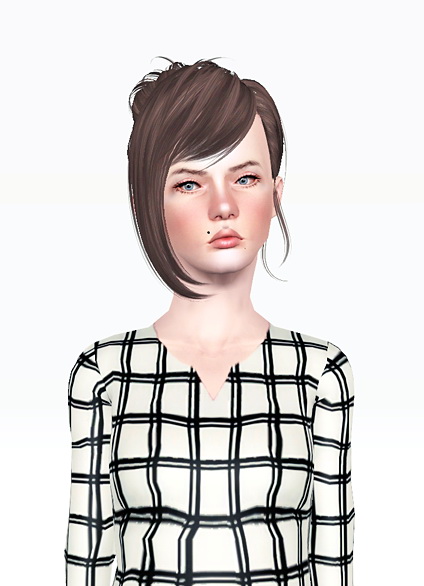 Top knot with huge bangs hairstyle   SkySims Hair 092 retextured by Jenni Sims for Sims 3