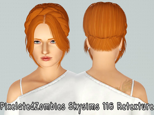 Braided crown bun hairstle Skysims 116 retextured by Pixelated Zombies for Sims 3