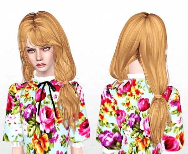 Side ponytail hairstyle Newsea`s Rennie retextured by Jas for Sims 3