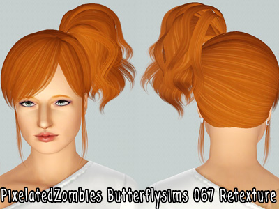 Butterflysims 067 hairstyle retextured by Pixelated Zombies for Sims 3