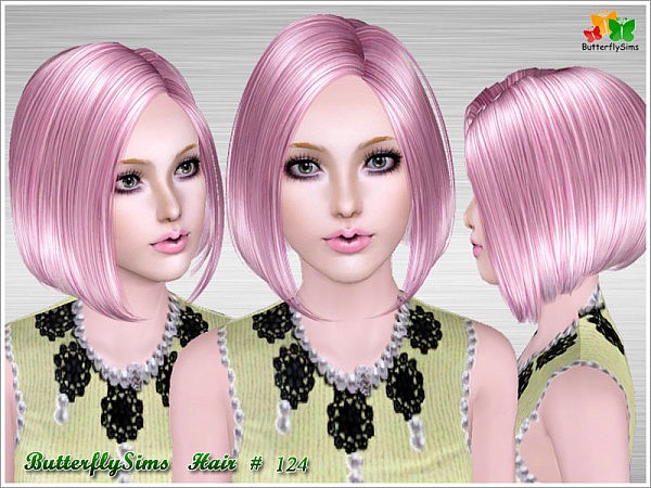 Shiny bob hairstyle 124 by Butterfly  for Sims 3