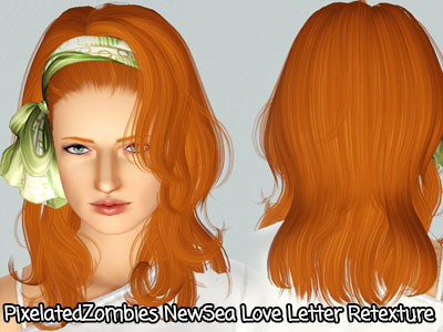 Headband with bow hairstyle Newsea’s Love Letter retextured by Pixelated Zombies for Sims 3