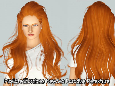 Combed back hairstyle NewSea`s Paradise retextured by Pixelated Zombies for Sims 3