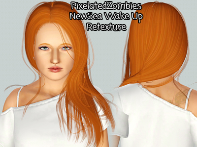  Smooth and straight hairstyle NewSea`s WakeUp retextured by Pixelated Zombies for Sims 3
