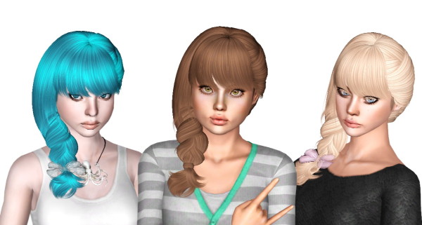 Bulky side fishtail hairstyle Skysims 135 retextured by Sjoko for Sims 3
