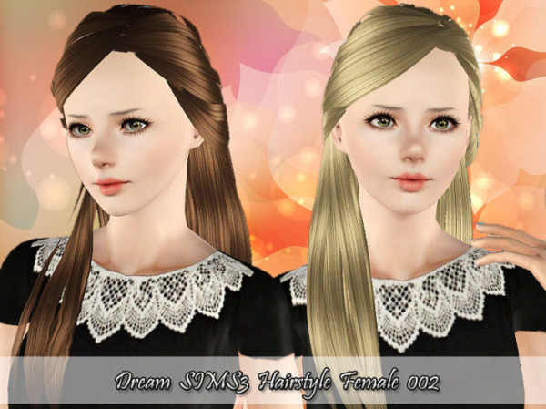Half up half down Hairstyle 002 by Dream Sims 3 for Sims 3