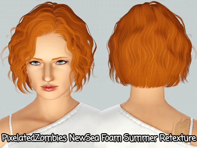 Easy hairstyle Newsea’s Foam Summer retextured by Pixelated Zombies for Sims 3