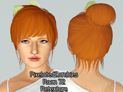 Heavy bangs chignon Raon 72 retextured by Pixelated Zombies for Sims 3