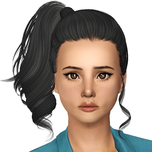 Side high ponytail hairstyle Skysims 153 retextured by Sjoko for Sims 3