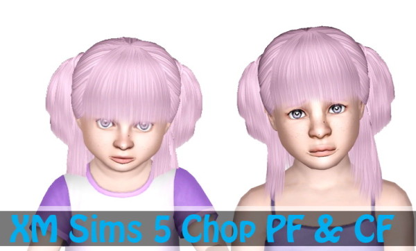  Jagged pigtails hairstyle XM Sims 5 retextured by Sjoko for Sims 3