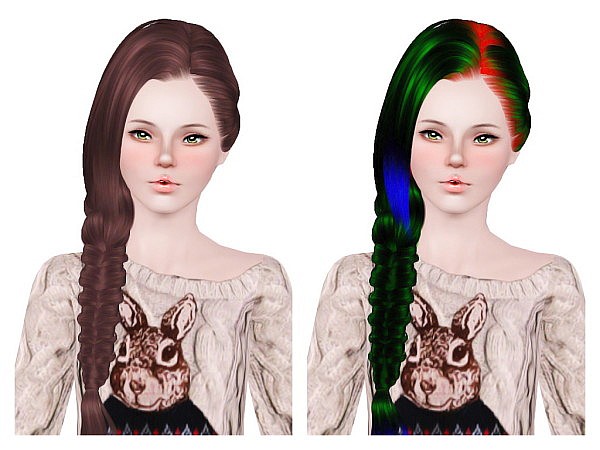 Side fishtail hairstyle Skysims 179 retextured by Neiuro for Sims 3
