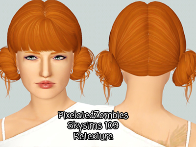 Double rolled bun hairstyle Skysims 109 retextured by Pixelated Zombies for Sims 3