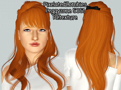 Half up hairstyle Peggy 5651 retextured by Pixelated Zombies for Sims 3