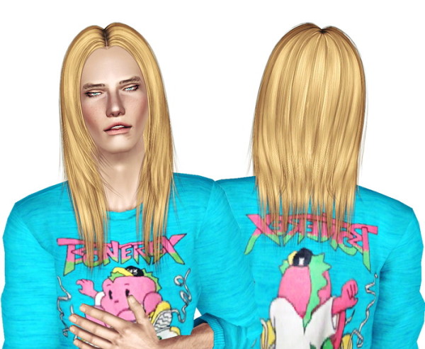 Straight middle part hairstyle  Nightcrawler 02 retextured by Jas for Sims 3