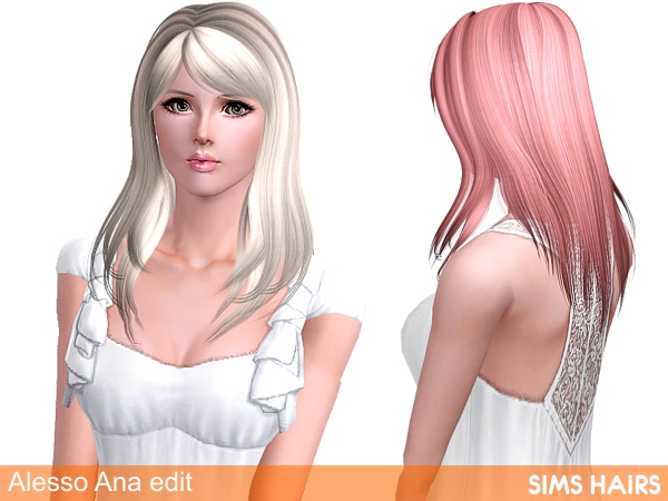 Alessos Ana hairstyle retextured by Sims Hairs for Sims 3