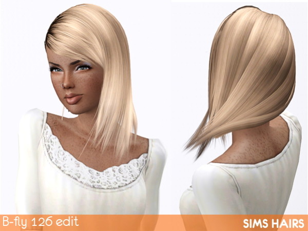 B fly free hairstyle 126 edited by Sims Hairs for Sims 3