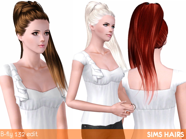 Shiny retexture for B flys AF 132 hairstyle by Sims Hairs for Sims 3