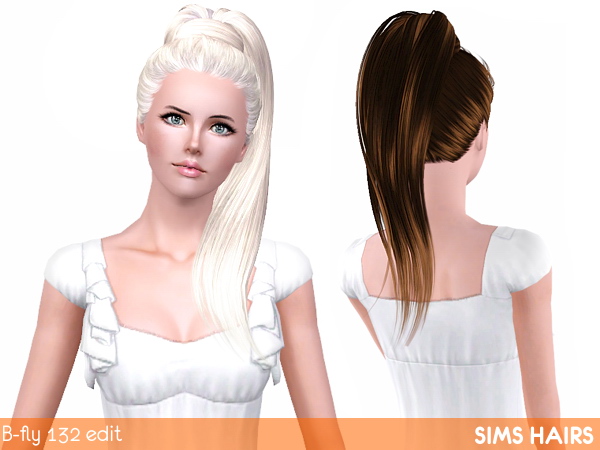 Shiny retexture for B-fly's AF 132 hairstyle by Sims Hairs