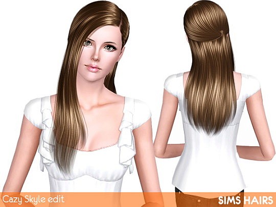 Cazy’s Skyle hairstyle shiny retexture by Sims Hairs