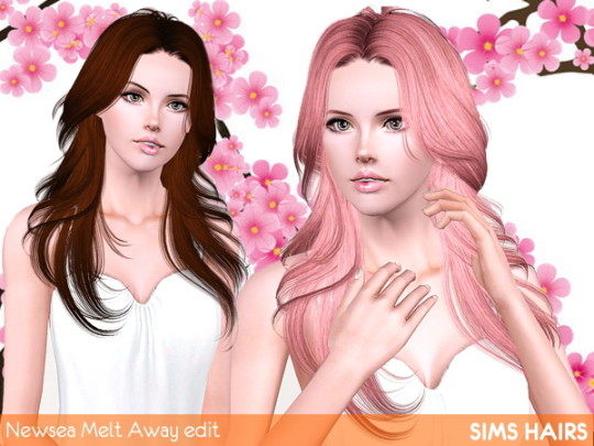 Newsea’s J182 Melt Away hairstyle retextured by Sims Hairs