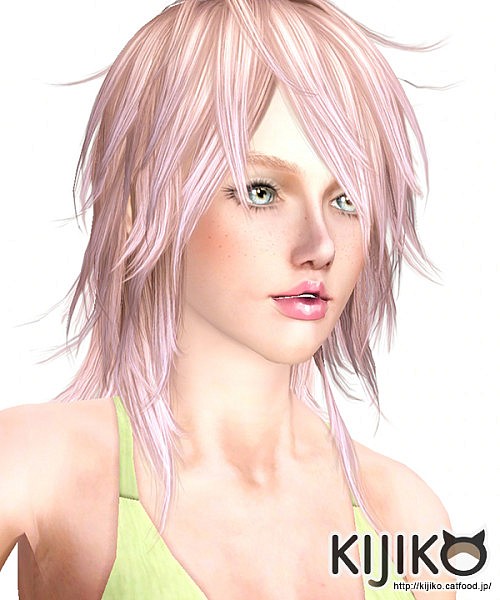 Pink and Fluffy hairstyle for her by Kijiko for Sims 3