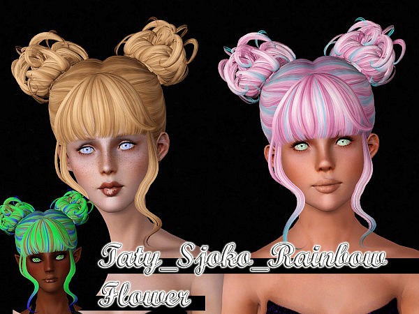NewSea`s Rainbow Flower hairstyle retextured by Taty for Sims 3