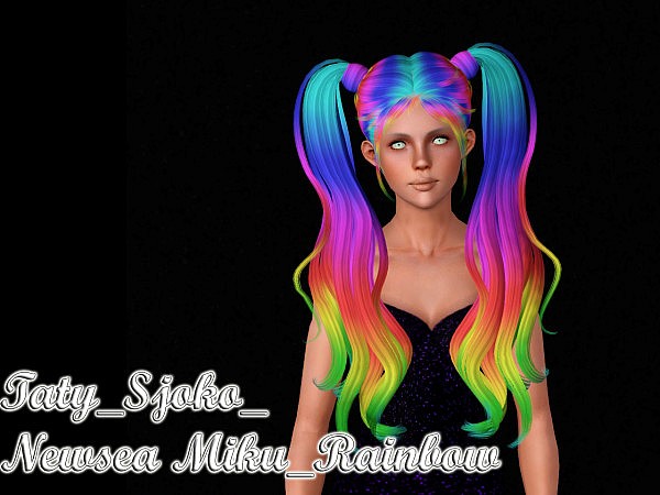 NewSea`s Miku Rainbow hairstyle retextured by Taty for Sims 3