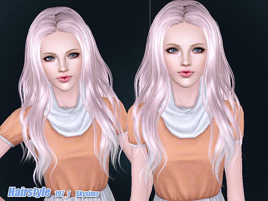 Wavy middle part hairstyle 197-1 by Skysims - Sims 3 Hairs