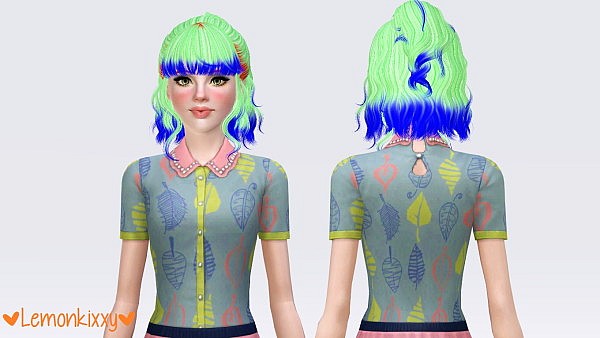 Newsea`s Lavender hairstyle retextured by Lemonkixxy for Sims 3