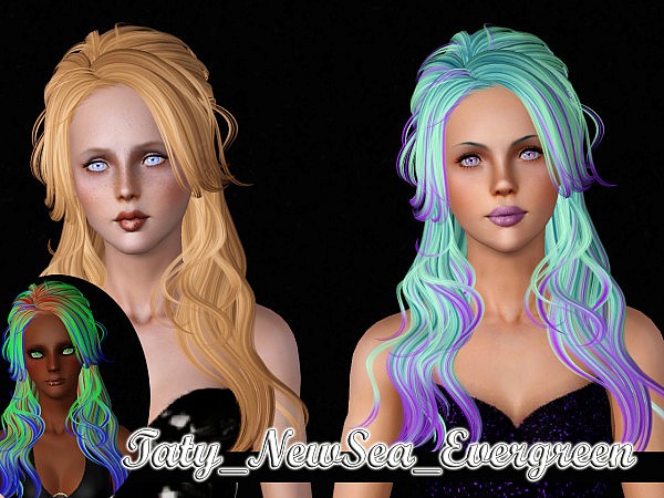 Newsea`s Evergreen and Skysims 105 hairstyle retextured by Taty for Sims 3