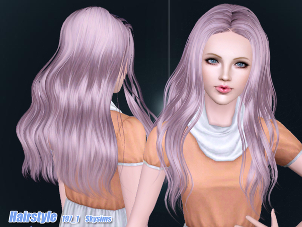 Wavy middle part hairstyle 197 1 by Skysims for Sims 3