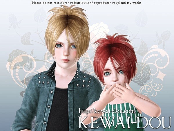 Sangrose for child and toddler hairstyle by Keway Dou for Sims 3