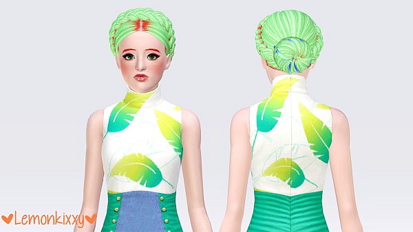 Skysims 195 hairstyle retextured by Lemonkixxy for Sims 3