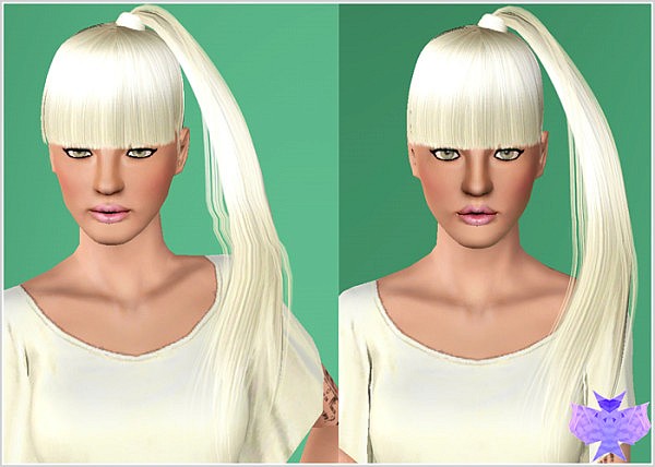 Side ponytail with dimensional bangs hairstyle 002 by David Sims for Sims 3