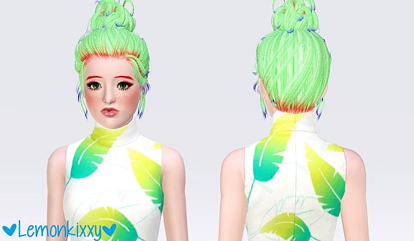 Plumb bombs Sakura Flower hairstyle retextured by Lemonkixxy for Sims 3