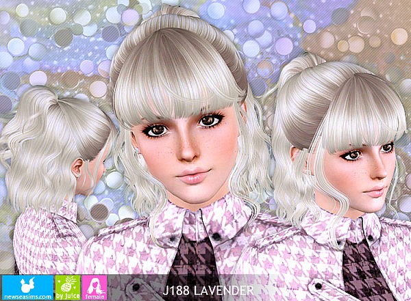 J188 Lavender wavy half up do with bangs hairstyle by Newsea for Sims 3