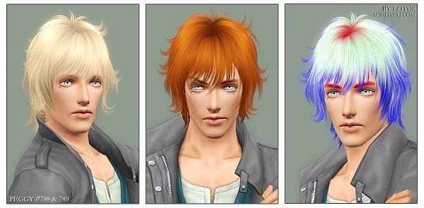 Peggy`s 788 and 789 hairstyles retextured by Lotus for Sims 3