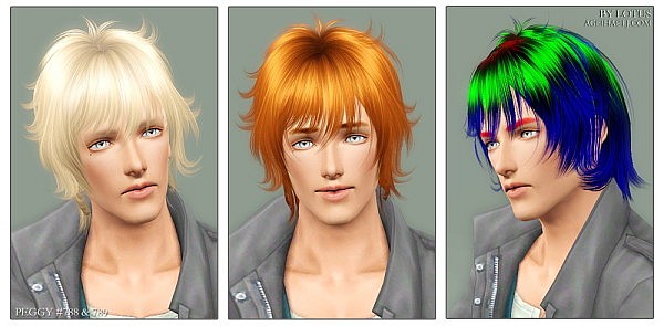 Peggy`s 788 and 789 hairstyles retextured by Lotus for Sims 3