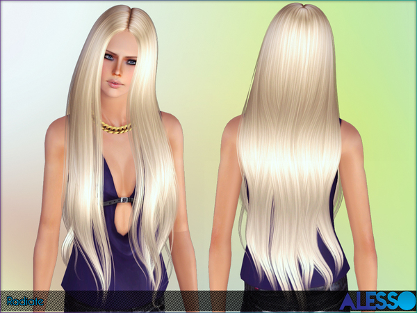 Radiate middle part straight hairstyle by Alesso for Sims 3