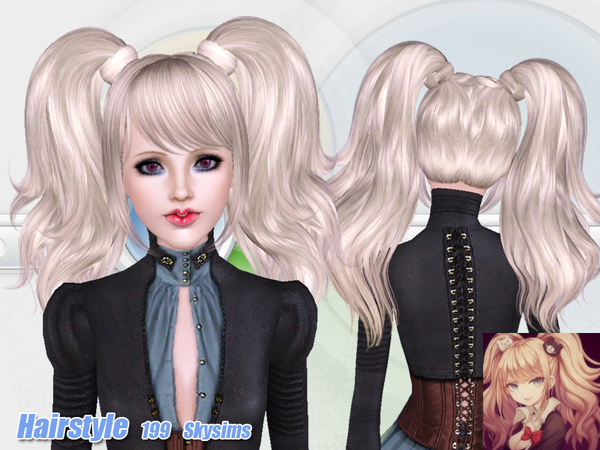 Two dimensional ponytail hairstyle 199 by Skysims for Sims 3