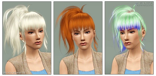 Peggy`s 760 and 761 hairstyles retextured by Lotus for Sims 3