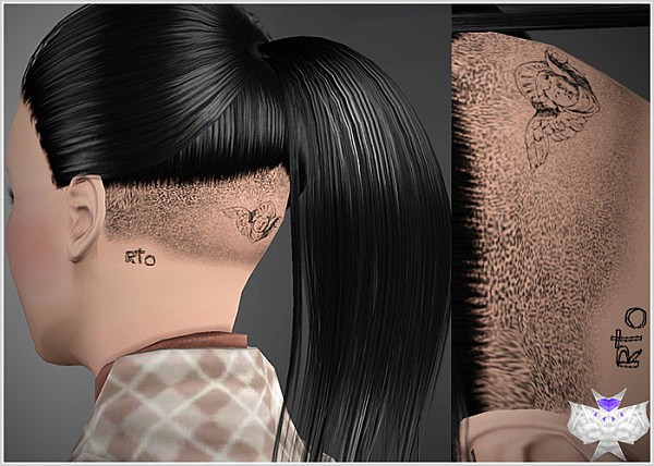 Back Shaved With Tattoos hairstyle by David for Sims 3