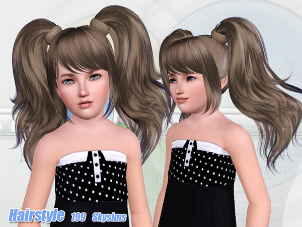 Two dimensional ponytail hairstyle 199 by Skysims for Sims 3