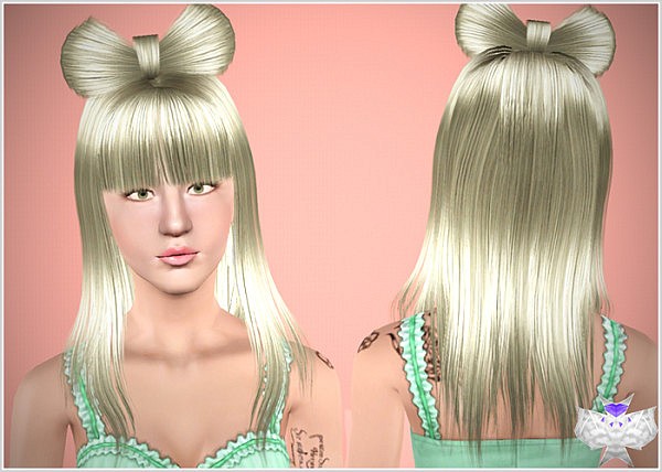 Hair with bow by David  for Sims 3