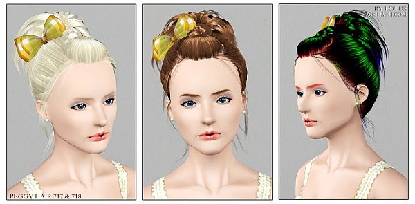 Peggy`s hairstyles 717 and 718 retextured by Lotus for Sims 3