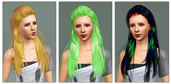 NewSea`s Sakura drops hairstyle retextured by Lotus for Sims 3
