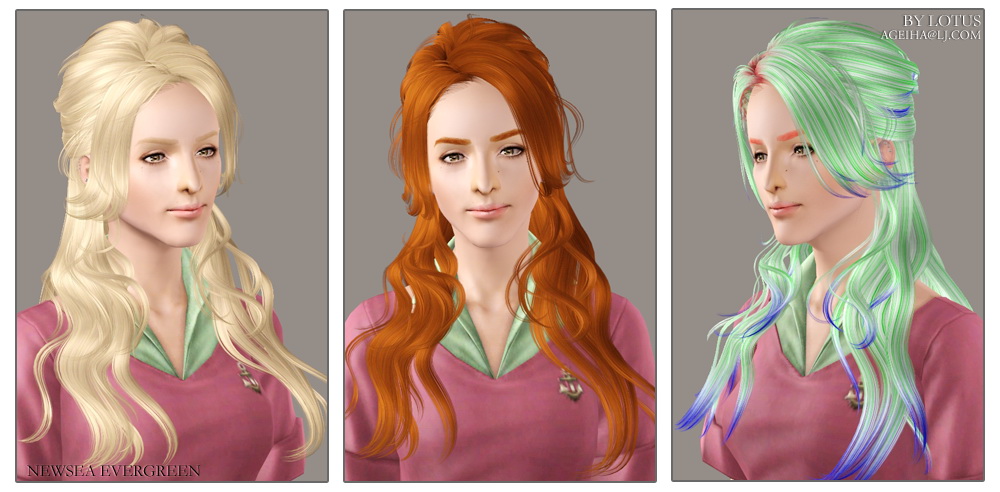Newsea`s Evergreen hairstyle retextured by Lotus - Sims 3 Hairs