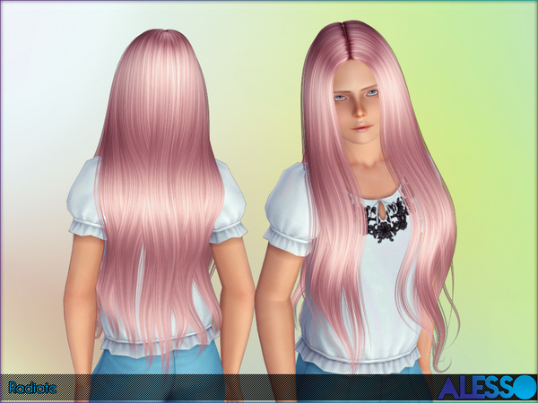Radiate middle part straight hairstyle by Alesso for Sims 3