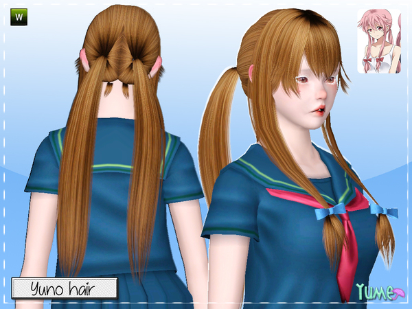 Yume Yuno hairstyle by Zauma  for Sims 3