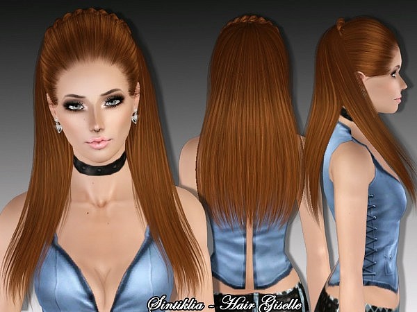 Giselle half braided hairstyle by Sintiklia  for Sims 3